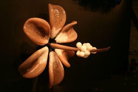 Blown Art Glass Hibiscus Flower by Samuel Decker